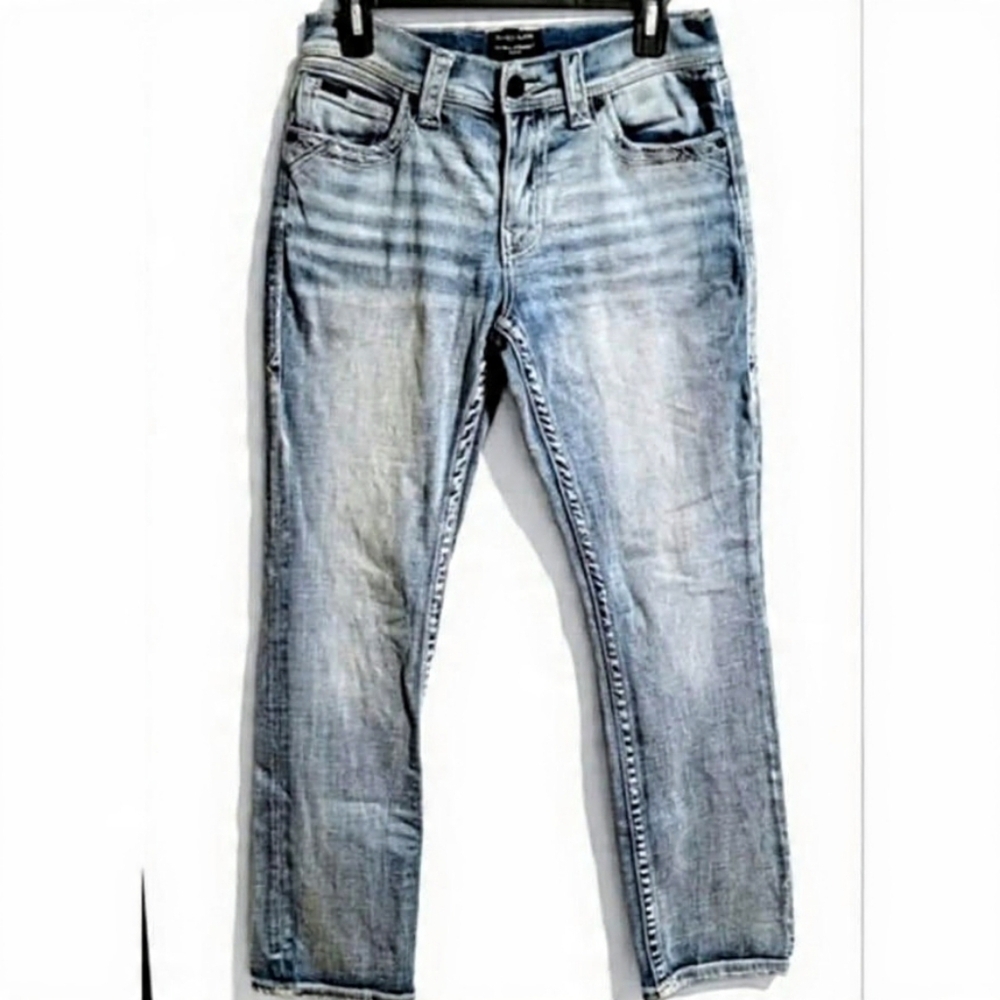 BKE Buckle Black Miramar No. 3 Straight Slim Fit Stretch Daeted Pockets Low Rise
